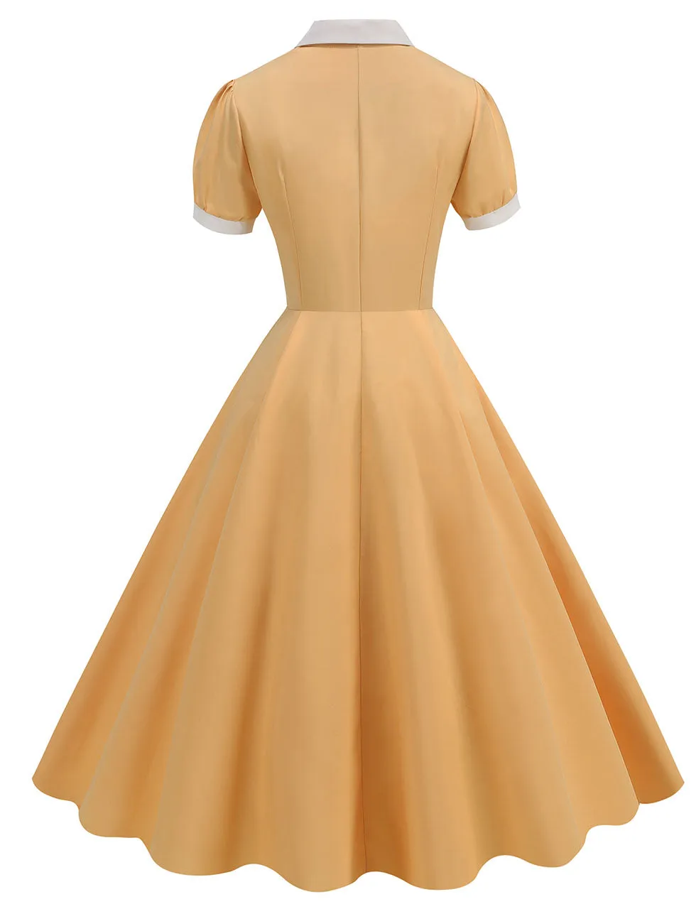 Yellow Sweet Heart Puff Sleeve 1950S Vintage Dress