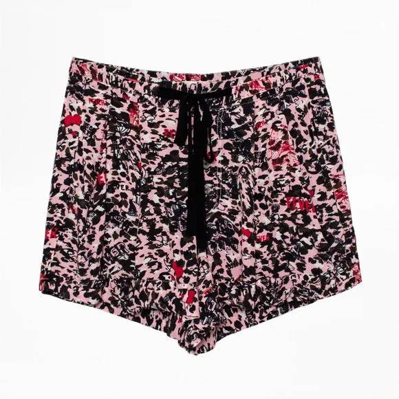 Zadig &amp; Voltaire (Anthropologie) NWT Viscose Pink Sing Leo Ohtake Shorts
